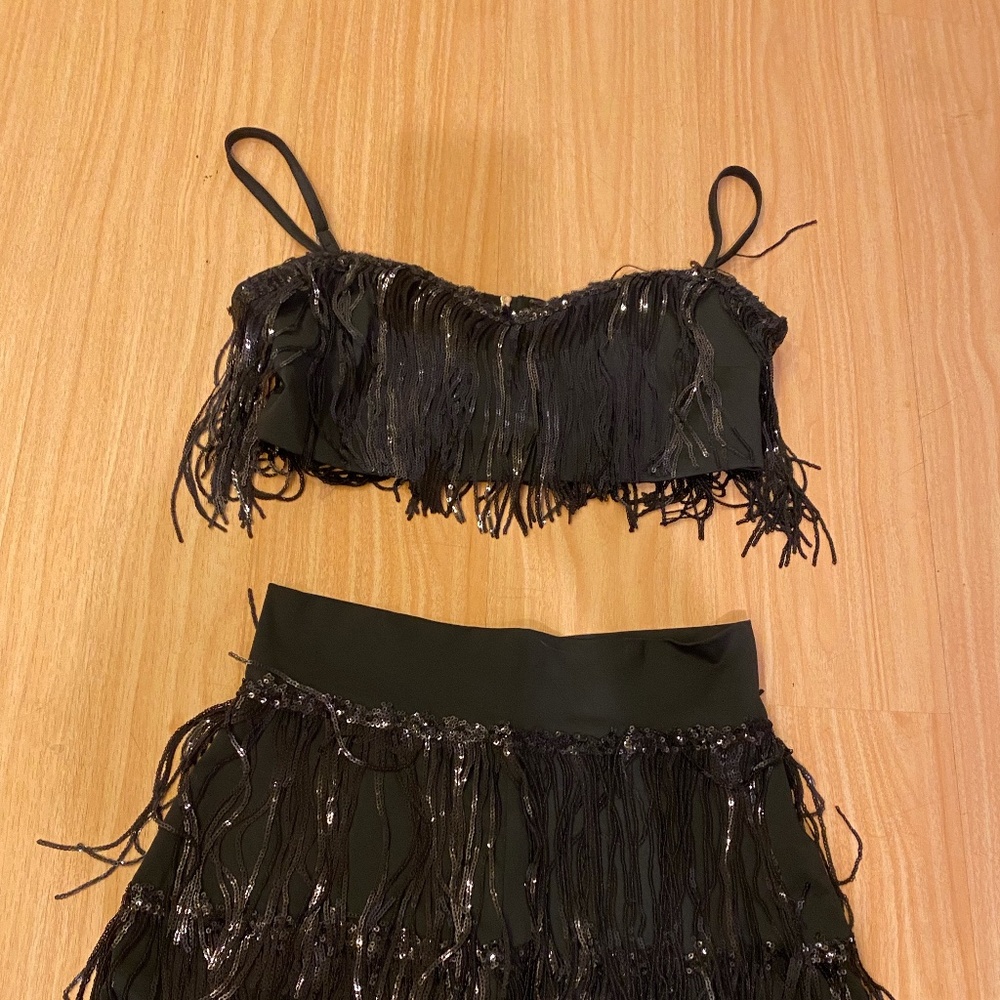 Black Sequin Short Set